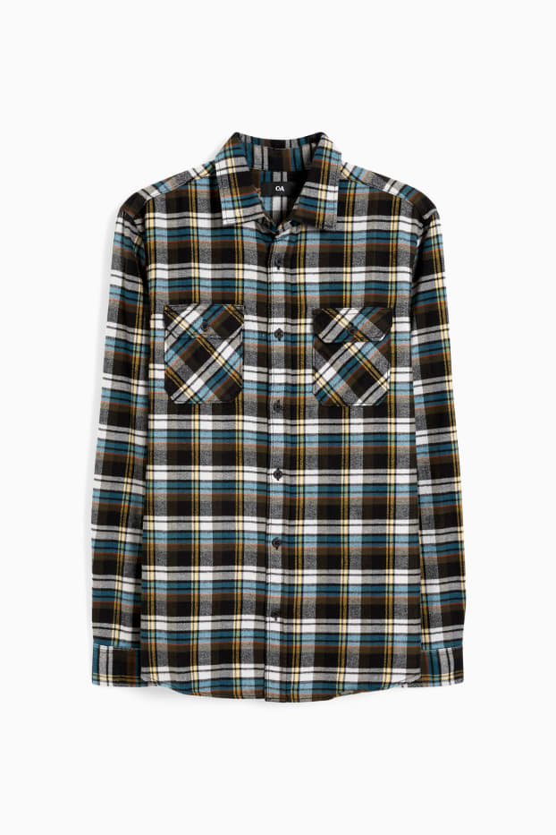 Home - Camisa de franel·la - regular fit - Kent - de quadres - verd