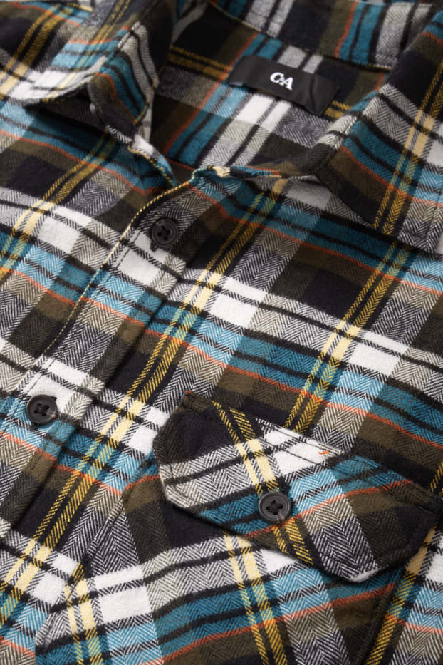 Home - Camisa de franel·la - regular fit - Kent - de quadres - verd