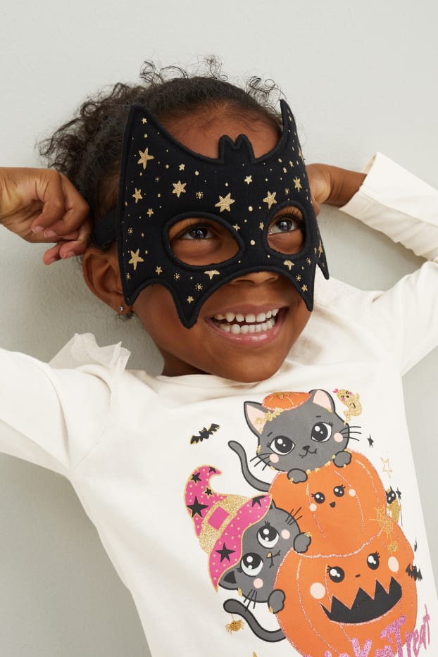 Bambine - Set Halloween - maglia a maniche lunghe e maschera pipistrello- 2 pezzi - bianco crema