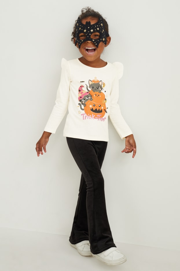 Bambine - Set Halloween - maglia a maniche lunghe e maschera pipistrello- 2 pezzi - bianco crema