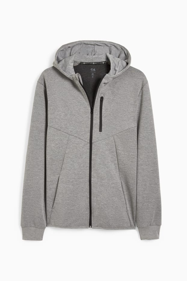 Herren - Sweatjacke mit Kapuze - hellgrau-melange