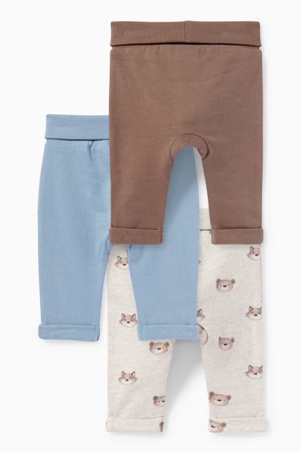 Baby: jongens - Set van 3 - baby-joggingbroek - licht beige