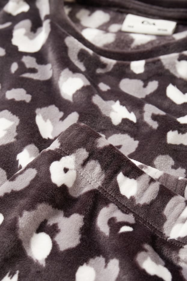 Kinder Mädchen - Winterpyjama - 2 teilig - gemustert - dunkelgrau