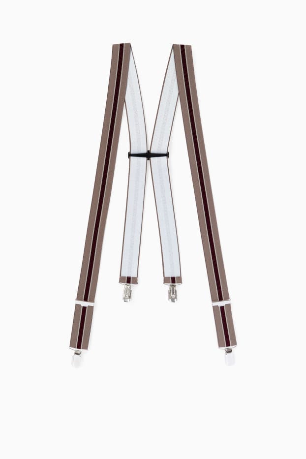 Heren - Bretels - gestreept - beige
