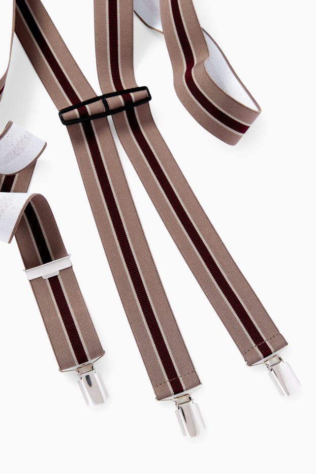 Heren - Bretels - gestreept - beige