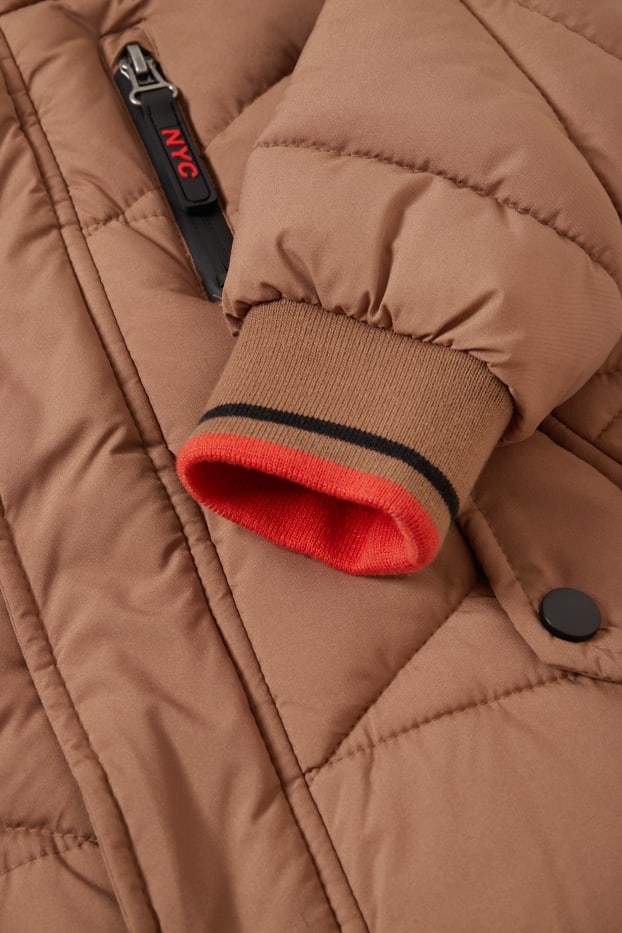 Kinderen: jongens - Gewatteerde jas met capuchon - bruin