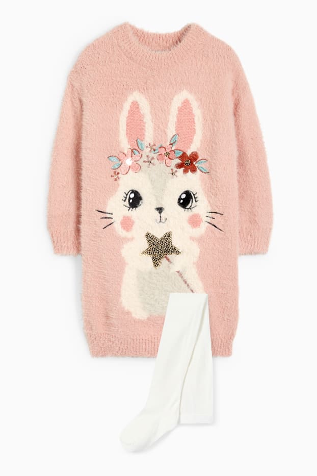 Copii - Fete - Set - rochie și dresuri - 2 piese - roz