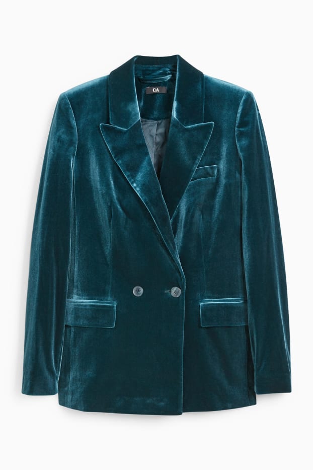 Women - Velvet business blazer- regular fit - dark green