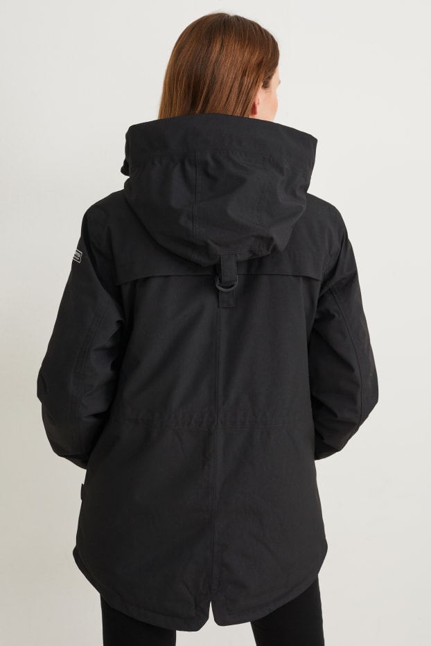 Women - Rain jacket with hood - black
