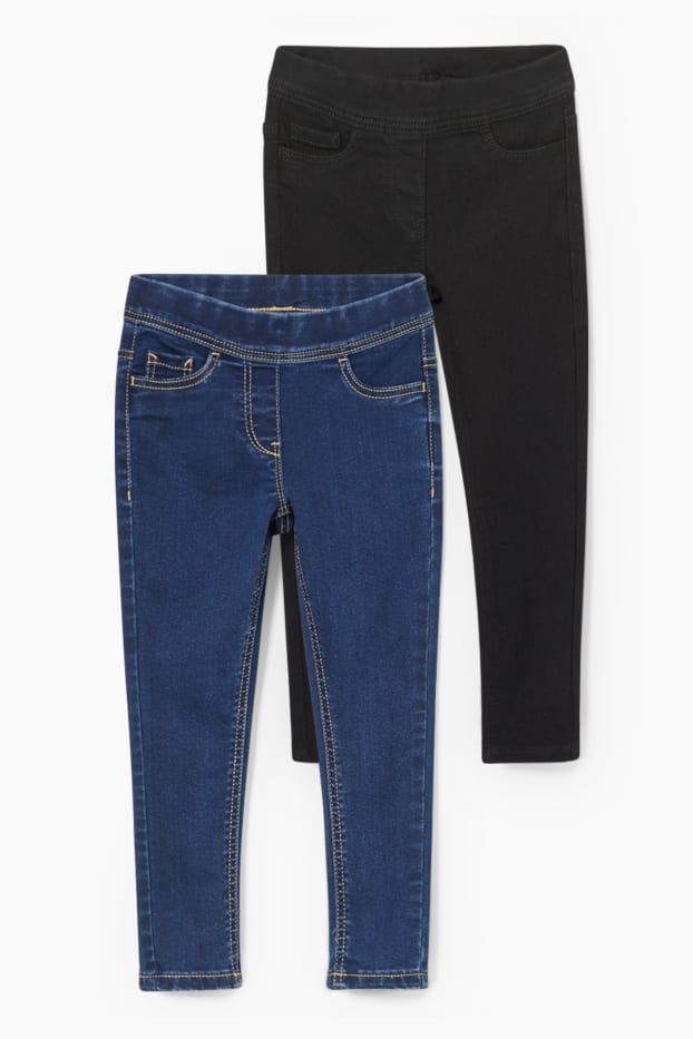 Kinderen: meisjes - Set van 2 - jegging - blauw / zwart