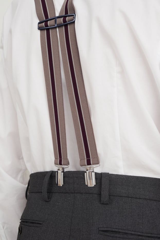 Heren - Bretels - gestreept - beige