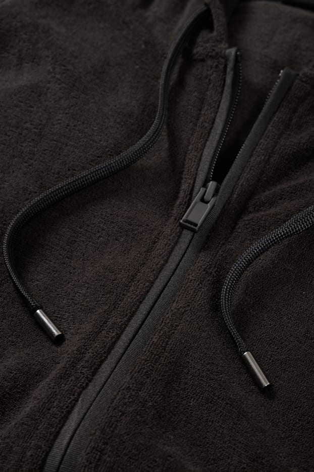 Uomo - Giacca in spugna con cappuccio - nero