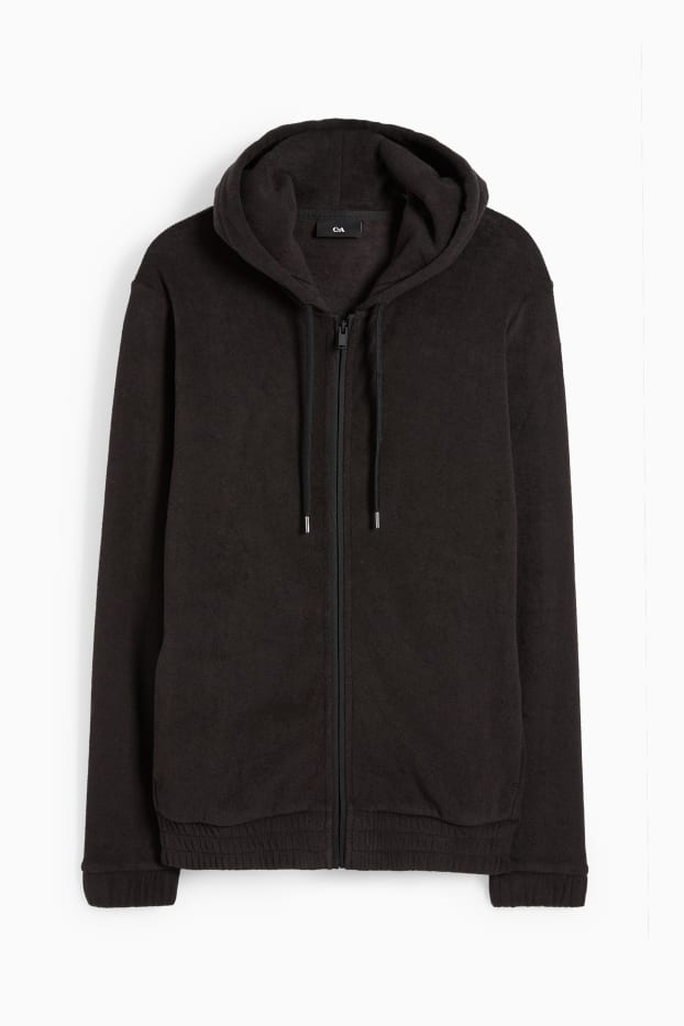 Uomo - Giacca in spugna con cappuccio - nero