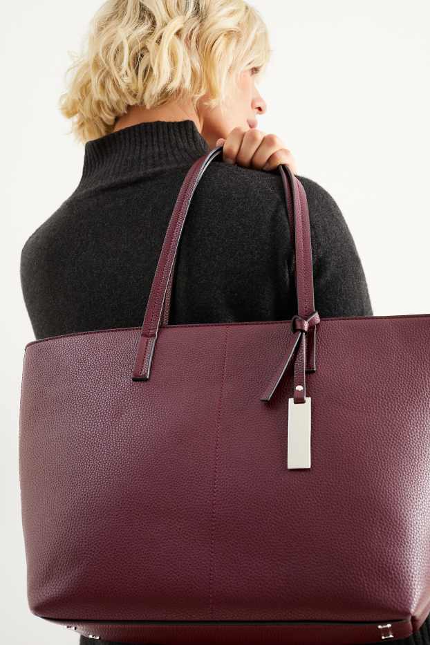 Women - Shopper - faux leather - bordeaux