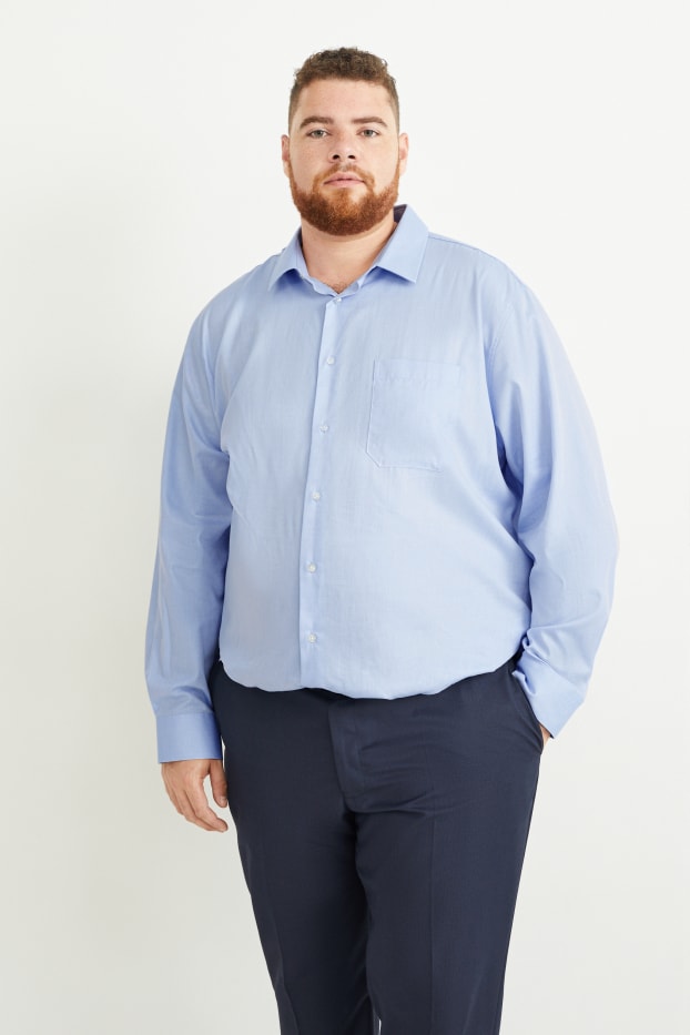 Home - Camisa - regular fit - coll kent - fàcil de planxar - blau clar