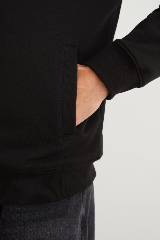 Uomo - Felpa con zip e cappuccio - nero