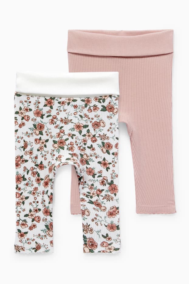 Bébés filles - Lot de 2 - leggings pour bébé - blanc crème