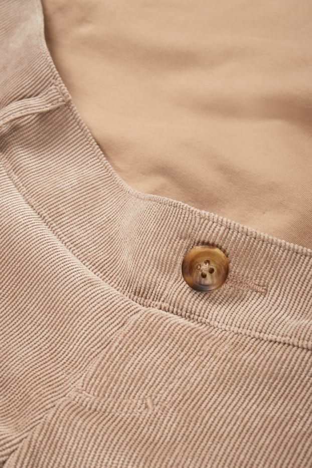 Dames - Corduroy zwangerschapsbroek - relaxed fit - taupe