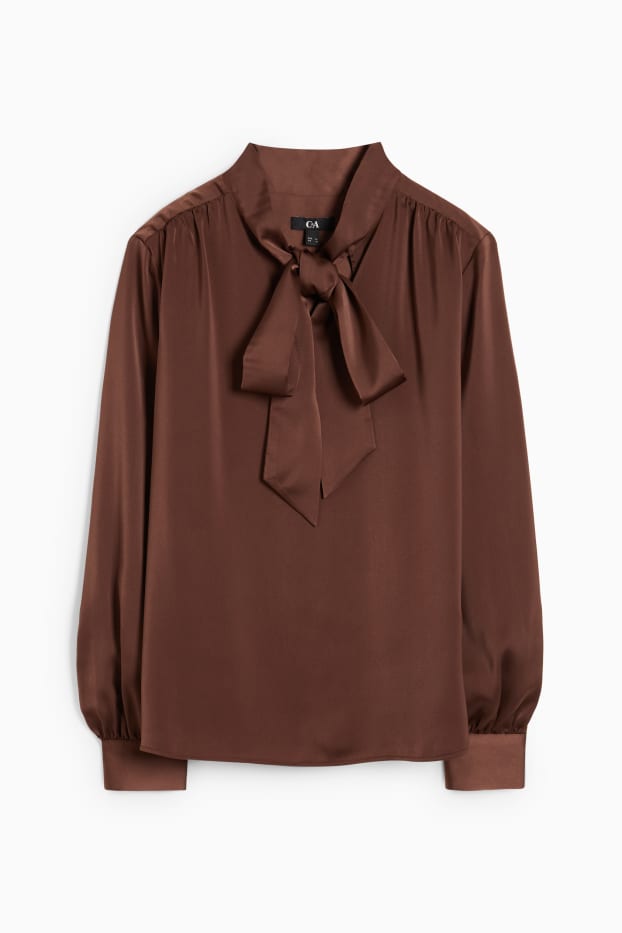 Femmes - Chemisier en satin - marron foncé