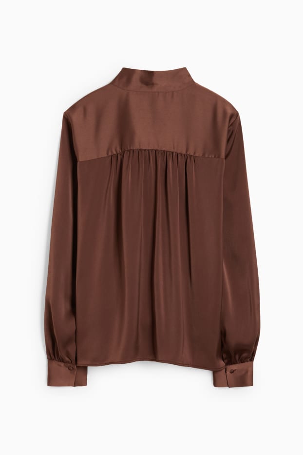 Femmes - Chemisier en satin - marron foncé