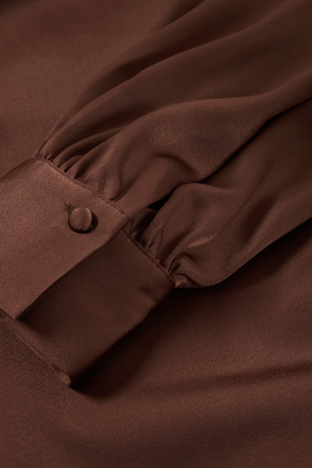 Femmes - Chemisier en satin - marron foncé