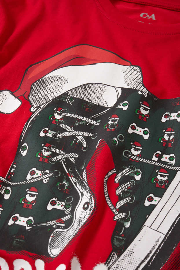 Children Boys - Christmas long sleeve top - red