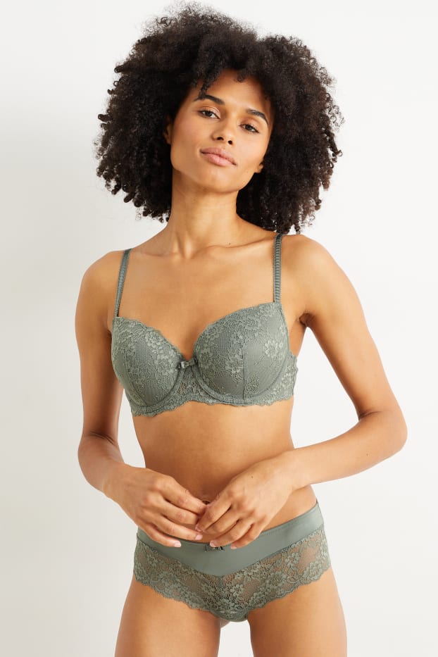 Women - Underwire bra - FULL COVERAGE - padded - green
