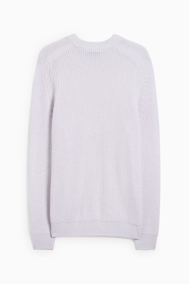 Herren - Pullover - gerippt - weiß