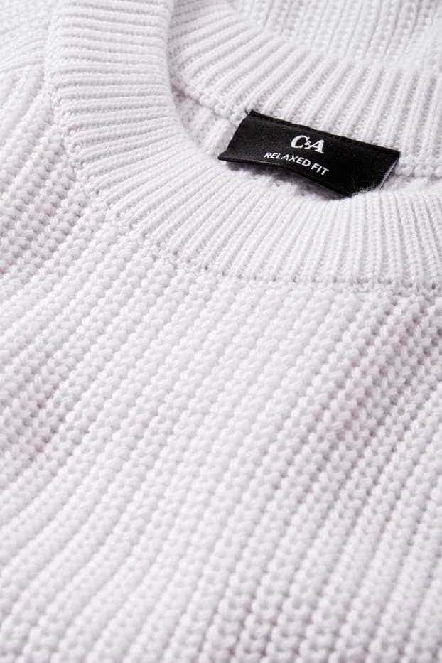 Herren - Pullover - gerippt - weiß