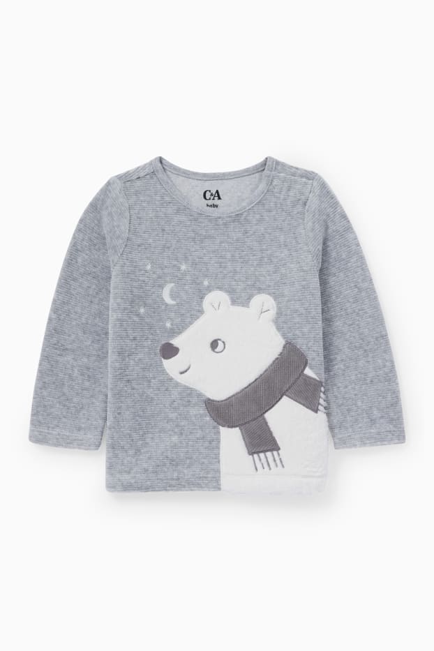 Unisexe - Pyjama d’hiver pour bébé - 2 pièces - gris clair chiné