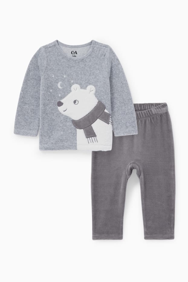 Unisexe - Pyjama d’hiver pour bébé - 2 pièces - gris clair chiné