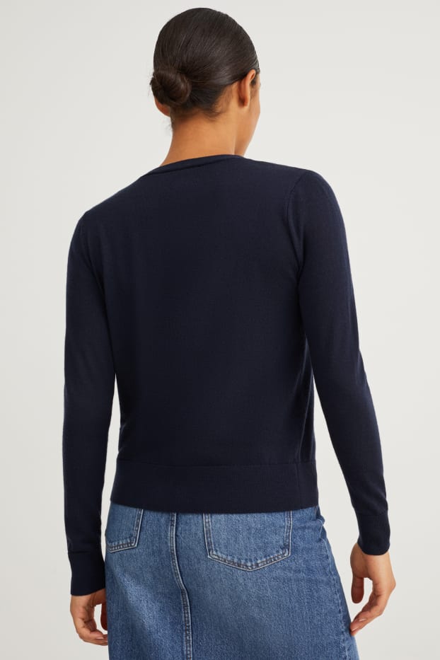 Damen - Merino-Strickjacke - dunkelblau