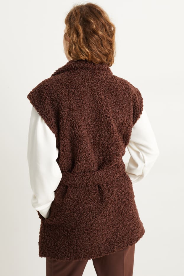 Damen - Teddy-Weste - dunkelbraun