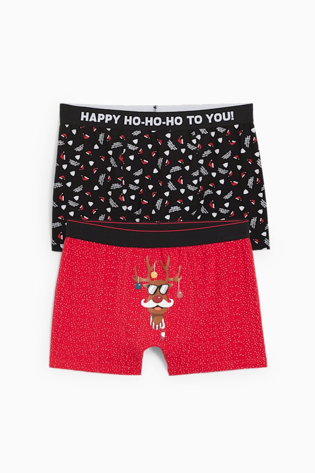Bărbați - Multipack 2 buc. - chiloți boxer cu motive de Crăciun - roșu / negru