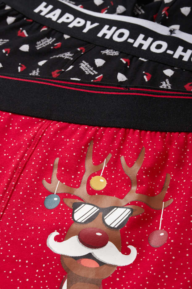 Bărbați - Multipack 2 buc. - chiloți boxer cu motive de Crăciun - roșu / negru