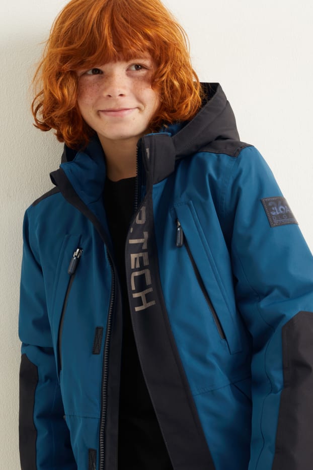 Kinder Buben - Regenjacke mit Kapuze - wasserdicht - blau