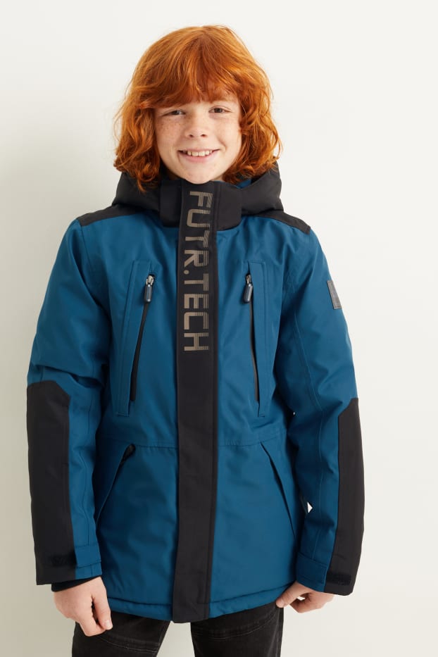 Kinder Buben - Regenjacke mit Kapuze - wasserdicht - blau