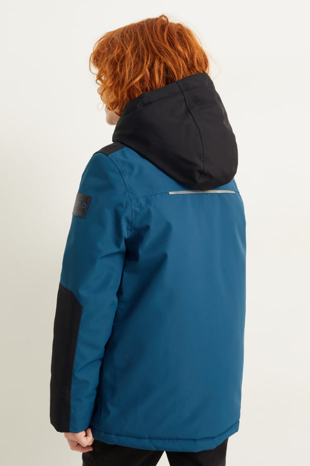 Kinder Buben - Regenjacke mit Kapuze - wasserdicht - blau