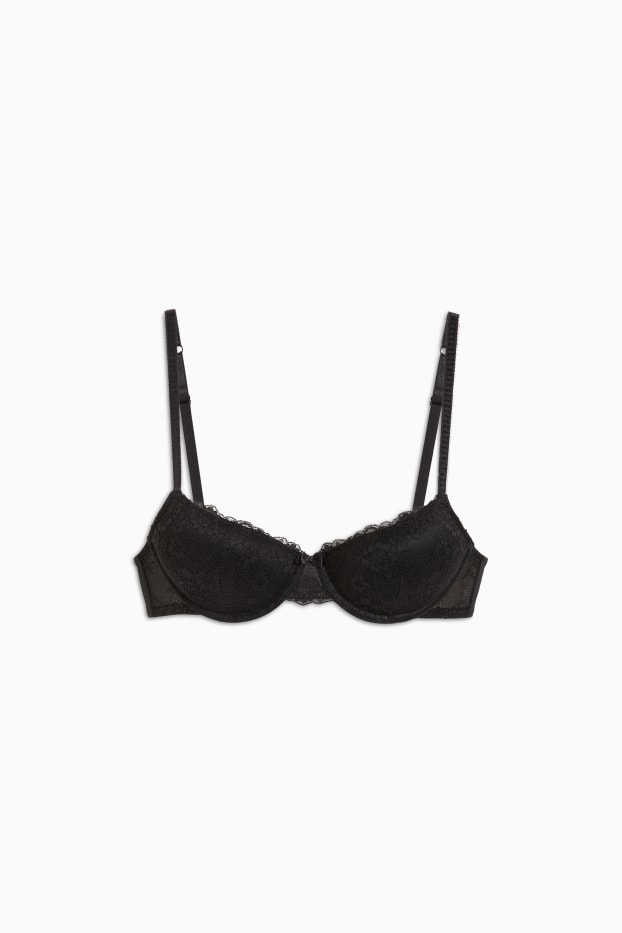 Femei - Sutien cu armătură - DEMI - vătuit - negru