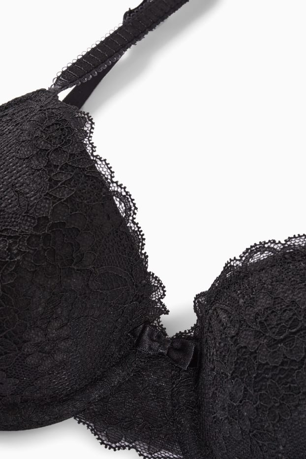 Femei - Sutien cu armătură - DEMI - vătuit - negru
