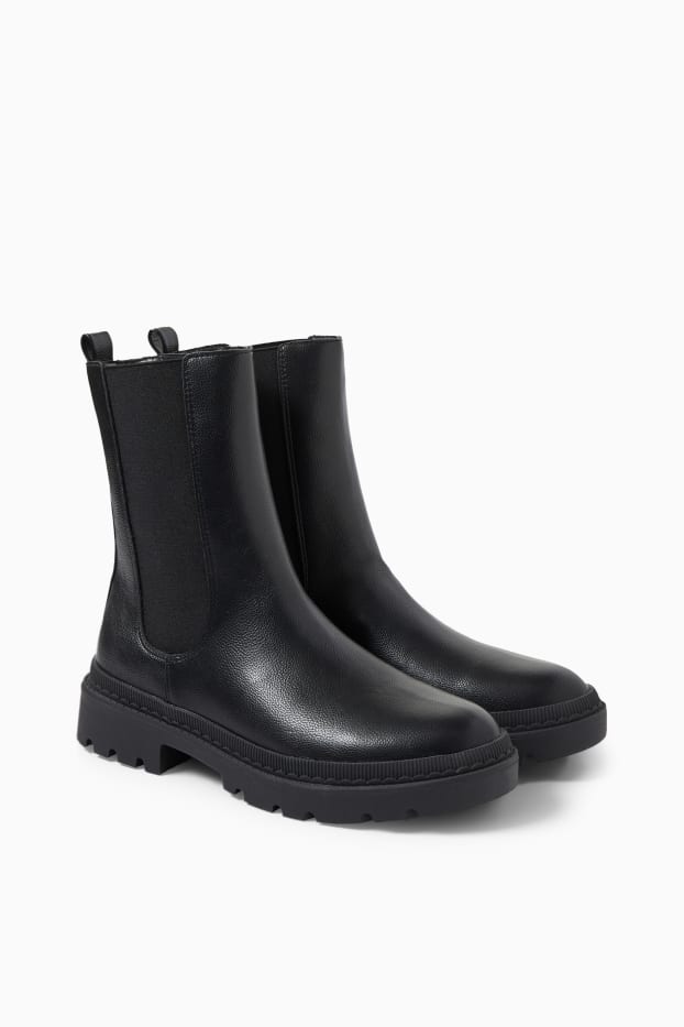 Damen - Boots - Lederimitat - schwarz