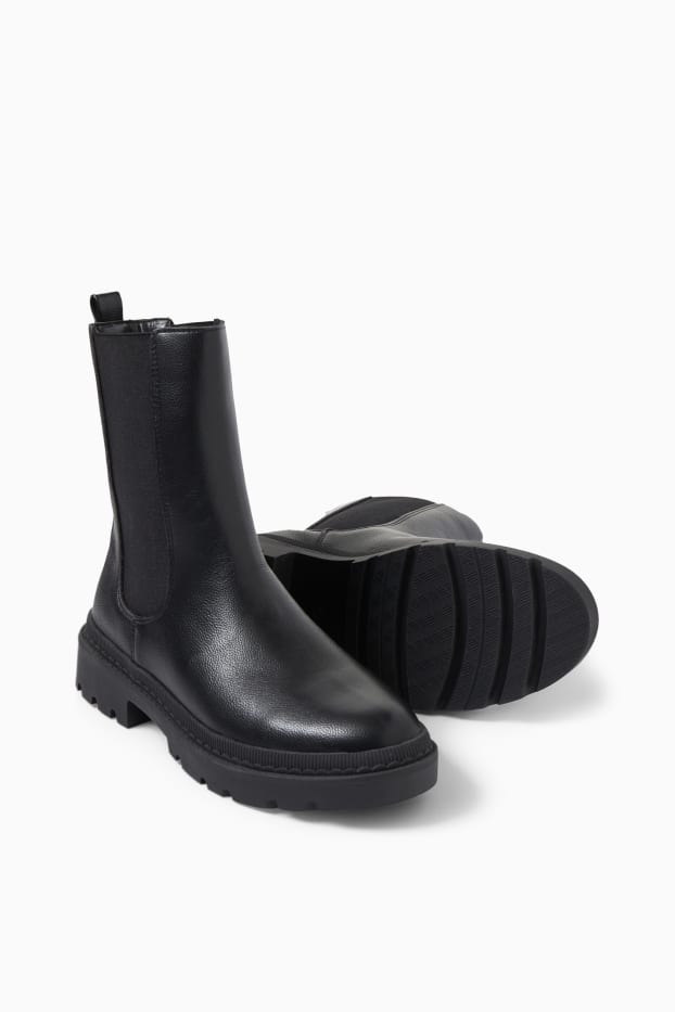 Damen - Boots - Lederimitat - schwarz