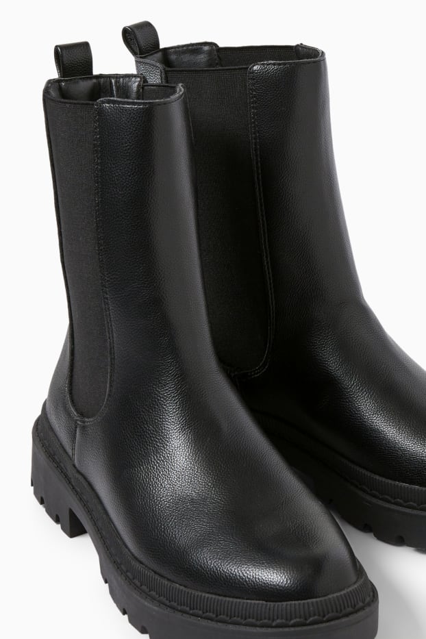 Damen - Boots - Lederimitat - schwarz
