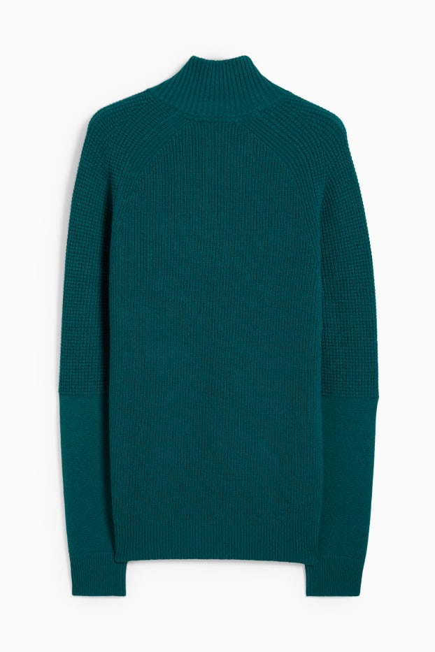 Hommes - Pull avec teneur en cachemire - laine mélangée - vert