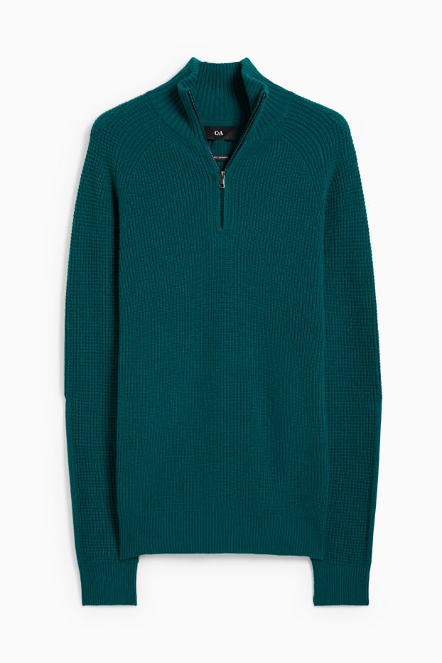 Hommes - Pull avec teneur en cachemire - laine mélangée - vert