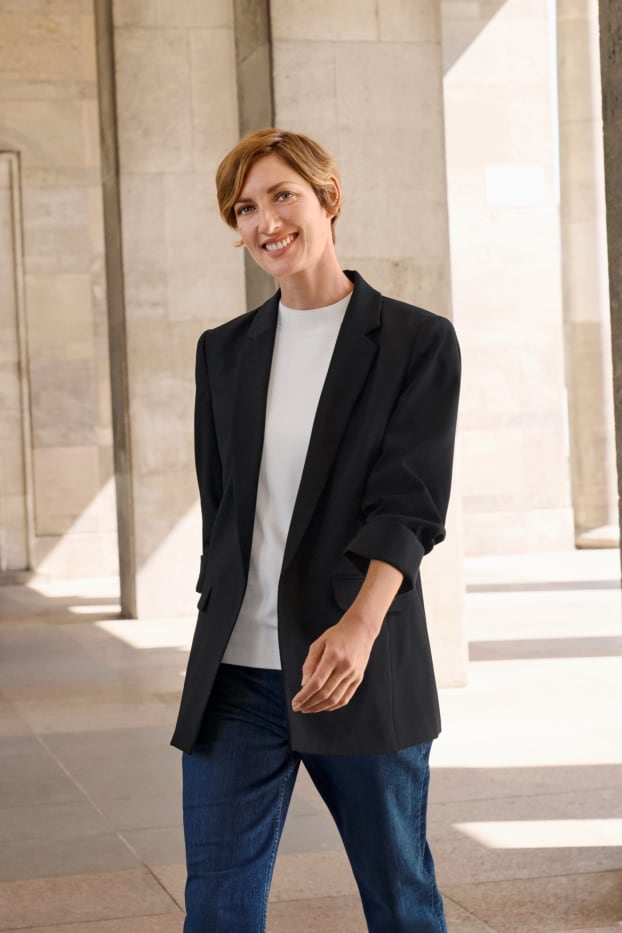 Women - Blazer - relaxed fit - black