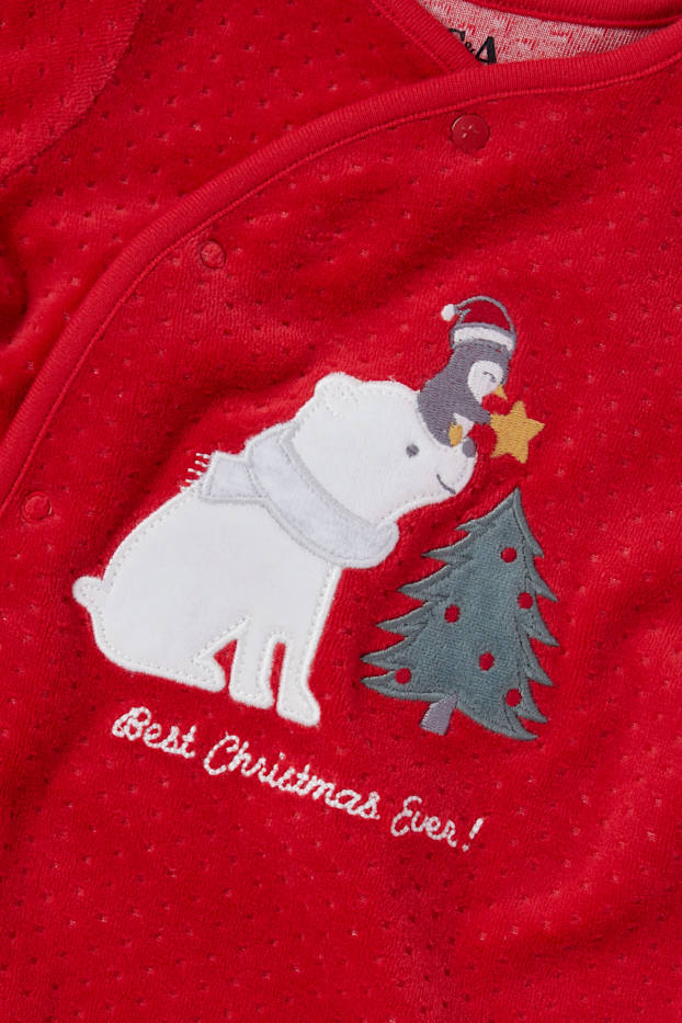 Unisex - Eisbär - Baby-Weihnachts-Schlafanzug - rot