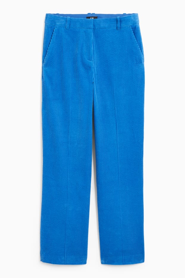 Damen - Cordhose - High Waist - Wide Leg - blau