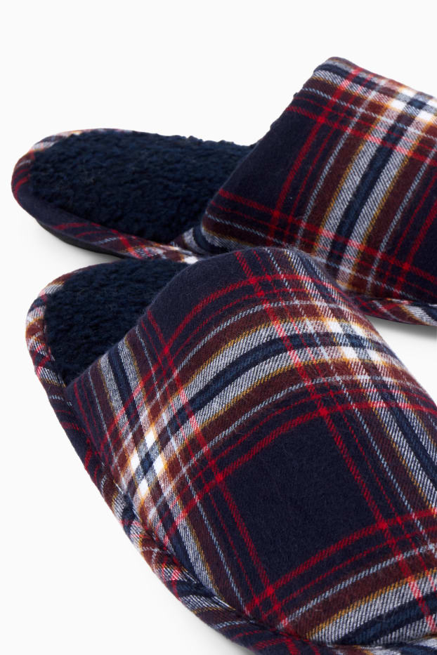 Men - Slippers - check - dark blue