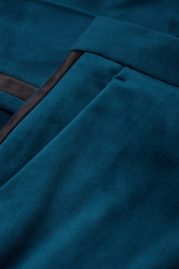 Men - Velvet trousers - slim fit - dark turquoise